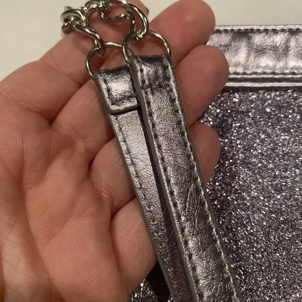 NY & C New York & Company Small Purple Gray Glitter Iridescent Wristlet Clutch